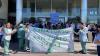 Protesta del personal del sanatorio de Camioneros en San Justo por falta de pago de sueldos